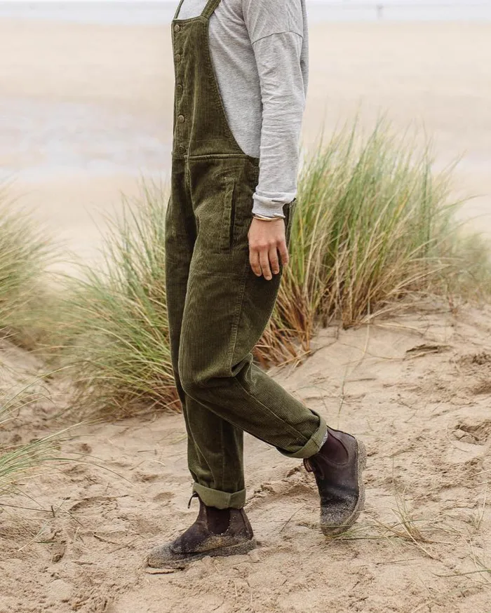 Passenger Clothing Tiaga Cord Dungarees Khaki Women Dungarees and Trousers