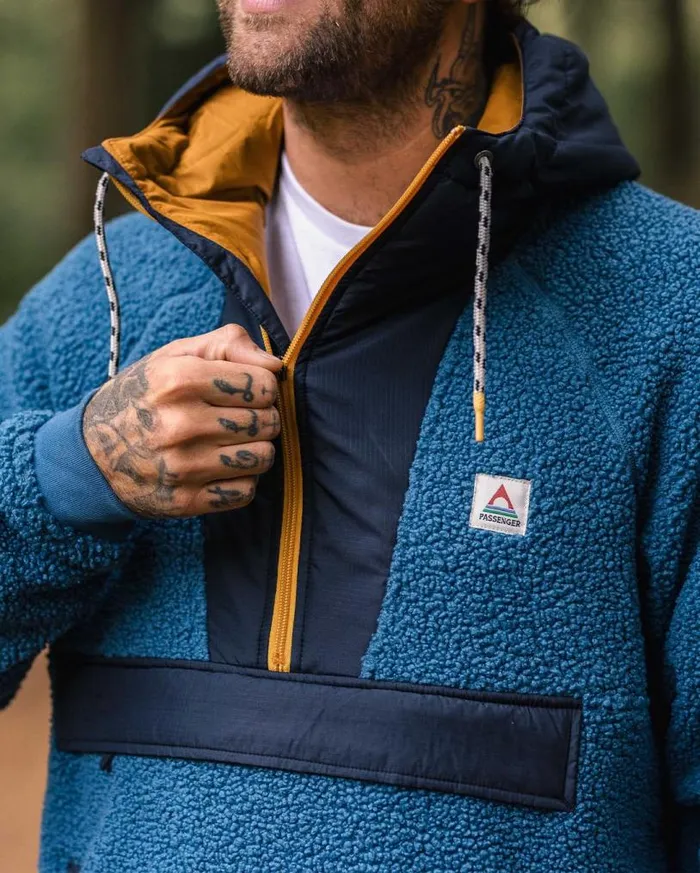 Passenger Clothing Woodland Recycled Polarlined Sherpa Fleece Blue Steel Men Fleece