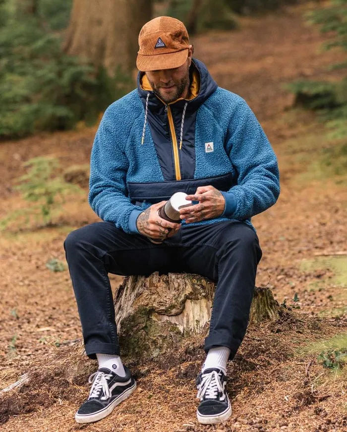 Passenger Clothing Woodland Recycled Polarlined Sherpa Fleece Blue Steel Men Fleece