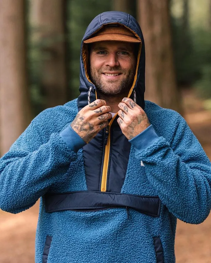 Passenger Clothing Woodland Recycled Polarlined Sherpa Fleece Blue Steel Men Fleece