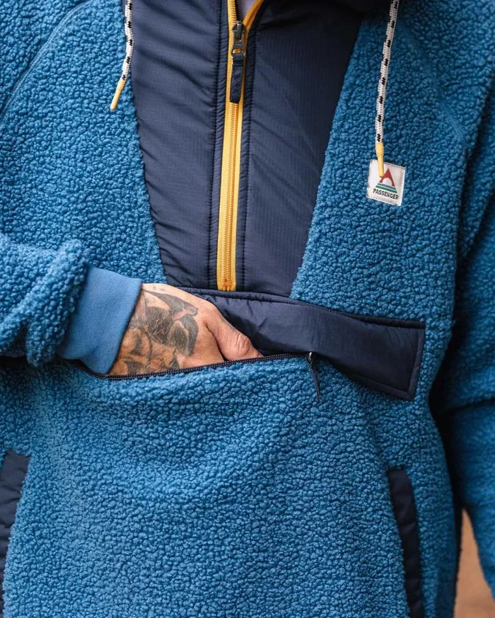Passenger Clothing Woodland Recycled Polarlined Sherpa Fleece Blue Steel Men Fleece