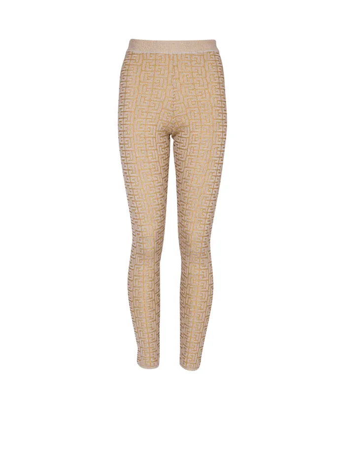 PB Labyrinth Knit Leggings Beige Women Balmain Knitwear