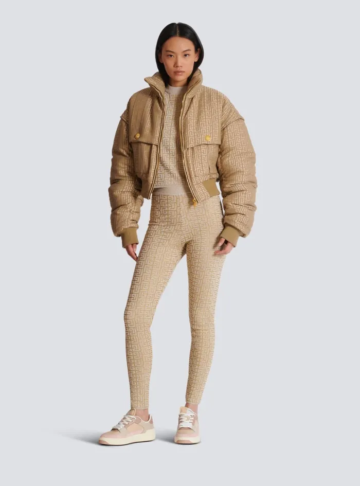 PB Labyrinth Knit Leggings Beige Women Balmain Knitwear