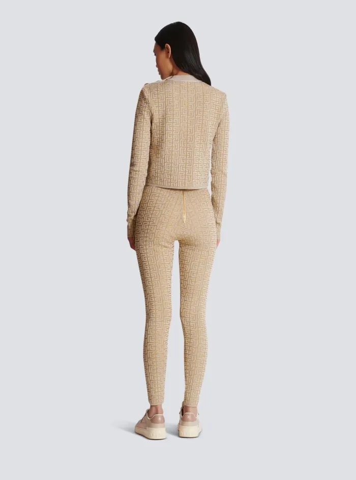 PB Labyrinth Knit Leggings Beige Women Balmain Knitwear