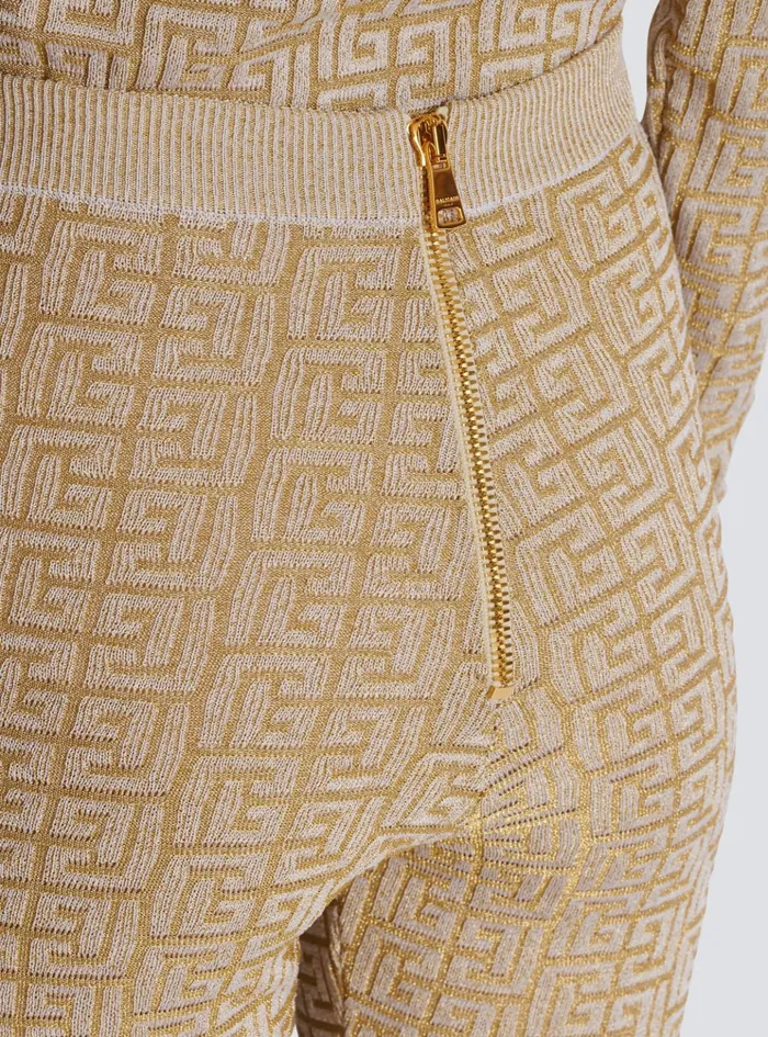 PB Labyrinth Knit Leggings Beige Women Balmain Knitwear