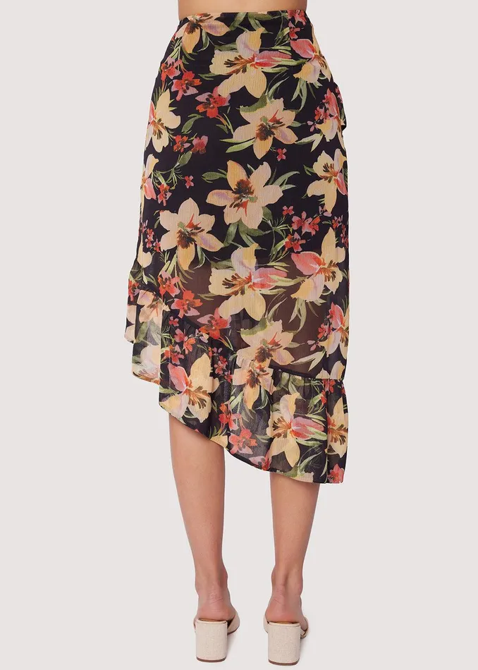 Peruvian Lily Midi Skirt Blackyellowfloral Women Lost Wander Skirts