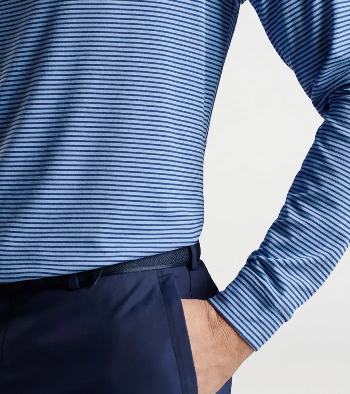 Peter Millar Sun Protection Apparel Golf Lyons Stripe Performance Jersey LongSleeve Polo