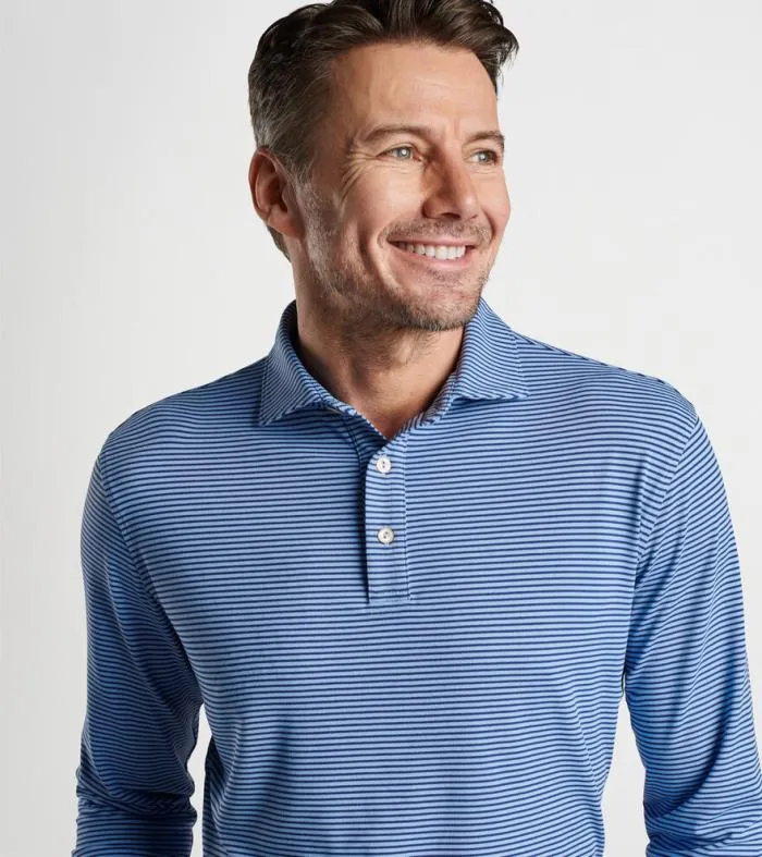 Peter Millar Sun Protection Apparel Golf Lyons Stripe Performance Jersey LongSleeve Polo