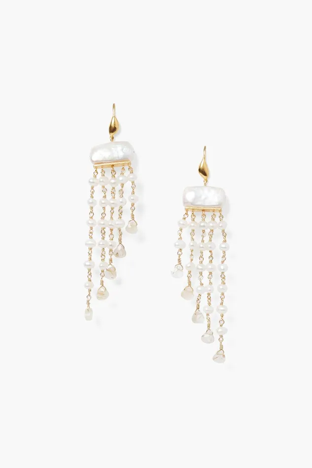 Phaedra Waterfall Earrings White Pearl Mix Women Chan Luu Earrings