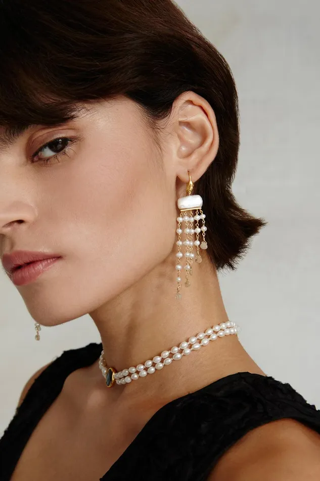 Phaedra Waterfall Earrings White Pearl Mix Women Chan Luu Earrings