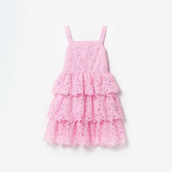Pink Organza Lace Midi Dress WomenKids Self Portrait Flower Girl