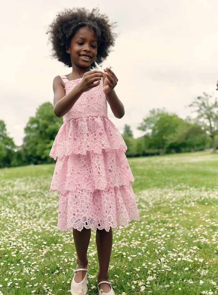 Pink Organza Lace Midi Dress WomenKids Self Portrait Flower Girl Pink Organza Lace Midi Dress WomenKids Self Portrait Flower Girl