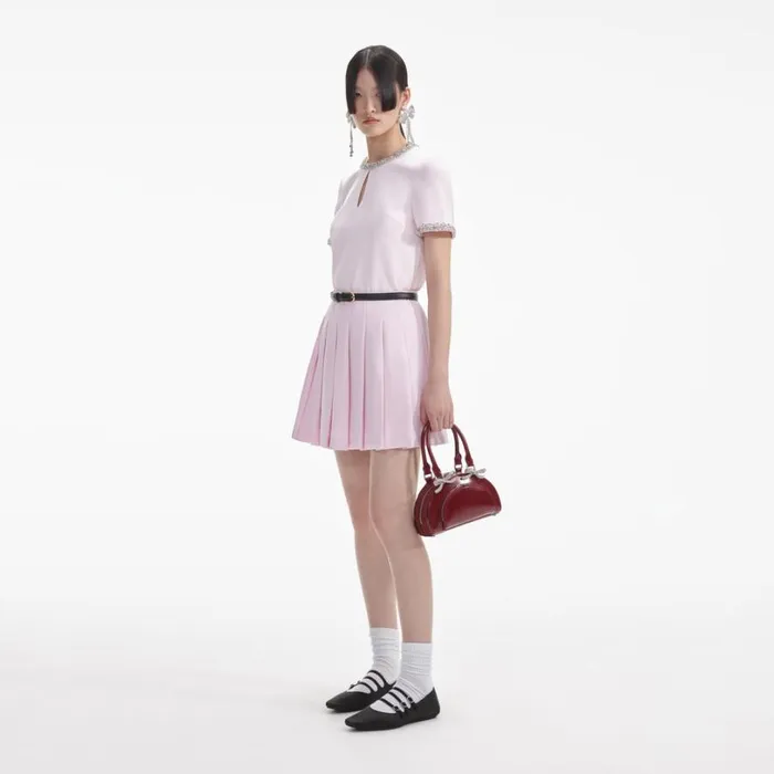 Pink Satin Mini Skirt Women Self Portrait Bottoms Pink Satin Mini Skirt Women Self Portrait Bottoms