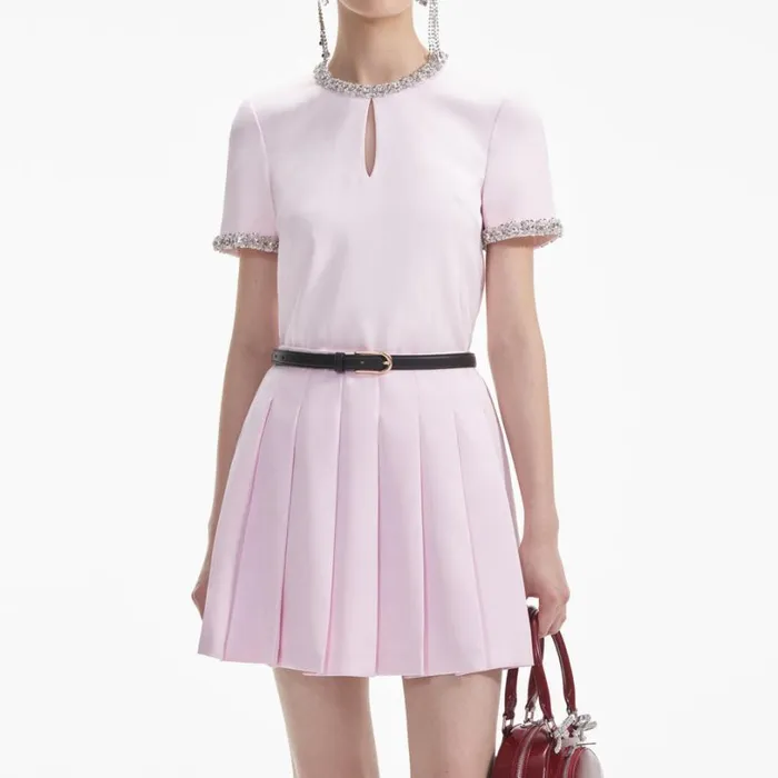 Pink Satin Mini Skirt Women Self Portrait Bottoms Pink Satin Mini Skirt Women Self Portrait Bottoms