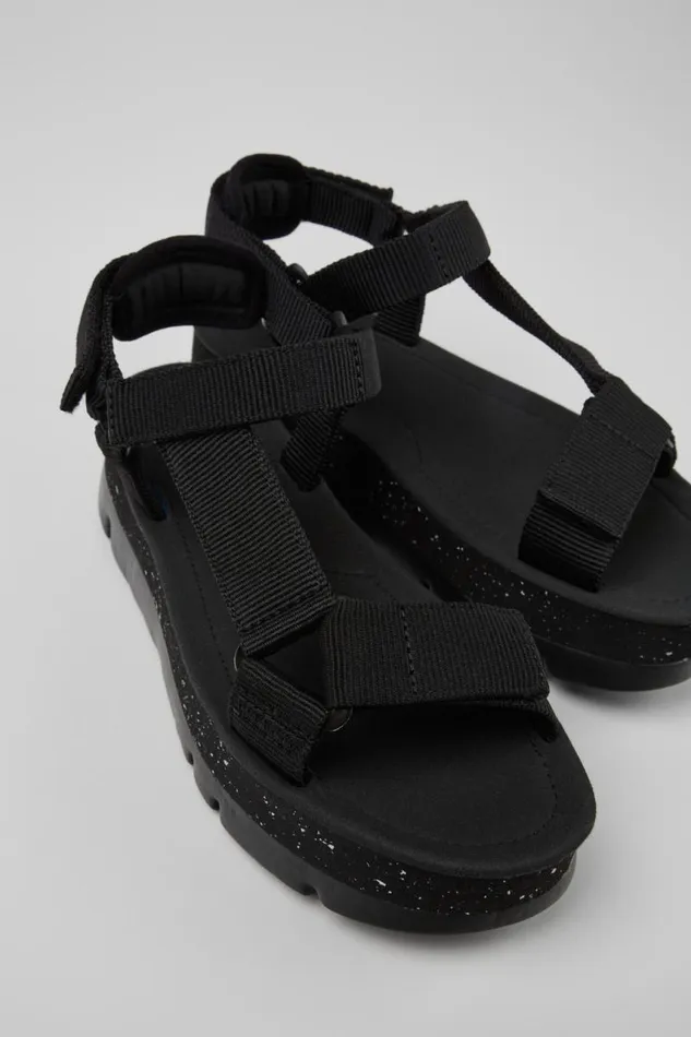 Platforms Women Camper Oruga Up Black Recycled PET Sandals