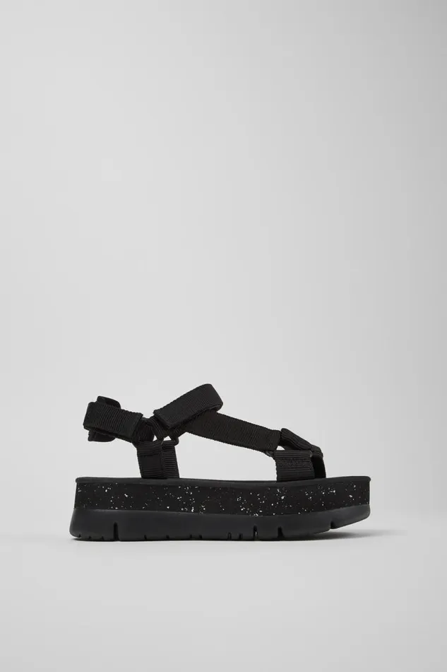 Platforms Women Camper Oruga Up Black Recycled PET Sandals