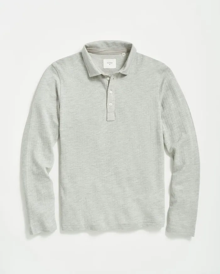Polos Tees and Henleys Men Billy Reid Ls Herringbone Polo Light Grey