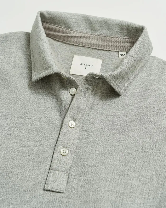 Polos Tees and Henleys Men Billy Reid Ls Herringbone Polo Light Grey