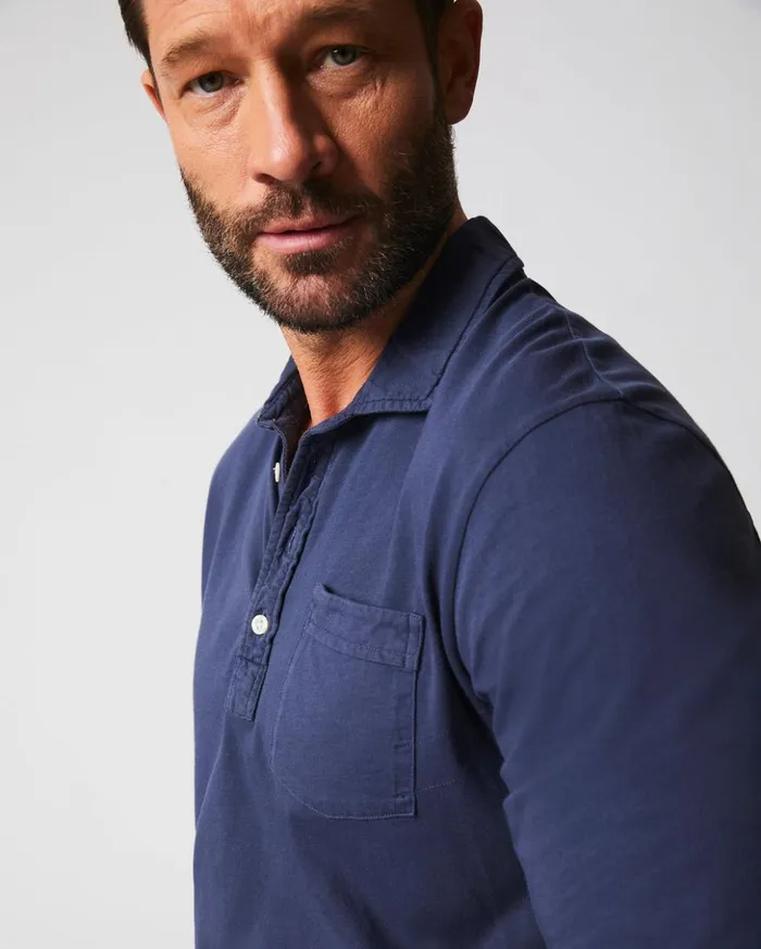 Polos Tees and Henleys Men Billy Reid Long Sleeve Pensacola Polo Navy