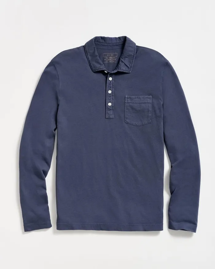 Polos Tees and Henleys Men Billy Reid Long Sleeve Pensacola Polo Navy