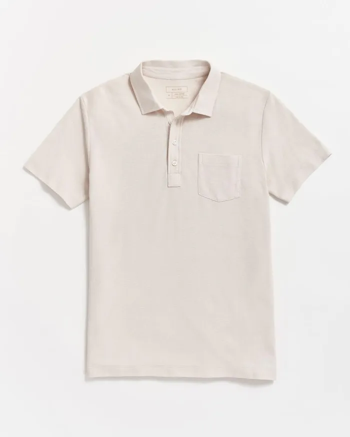 Polos Tees and Henleys Men Billy Reid Pique Pensacola Polo Natural