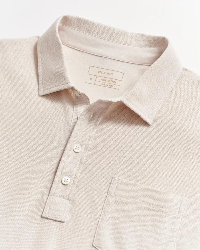 Polos Tees and Henleys Men Billy Reid Pique Pensacola Polo Natural