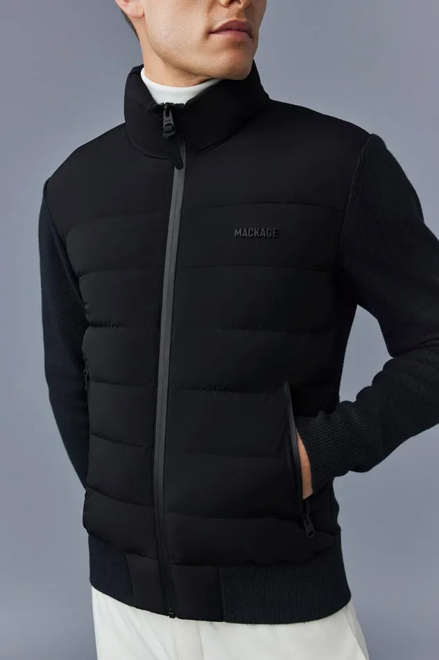 Puffer Men Mackage HANEYCITY Hybrid Light Down Jacket Cream Puffer Men Mackage HANEYCITY Hybrid Light Down Jacket Cream
