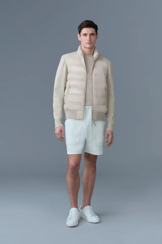 Puffer Men Mackage HANEYCITY Hybrid Light Down Jacket Cream Puffer Men Mackage HANEYCITY Hybrid Light Down Jacket Cream