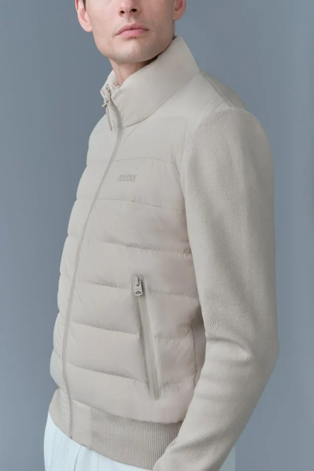 Puffer Men Mackage HANEYCITY Hybrid Light Down Jacket Cream Puffer Men Mackage HANEYCITY Hybrid Light Down Jacket Cream
