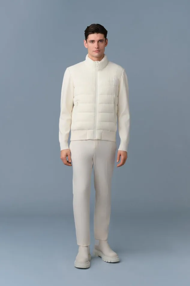 Puffer Men Mackage HANEYCITY Hybrid Light Down Jacket Cream Puffer Men Mackage HANEYCITY Hybrid Light Down Jacket Cream