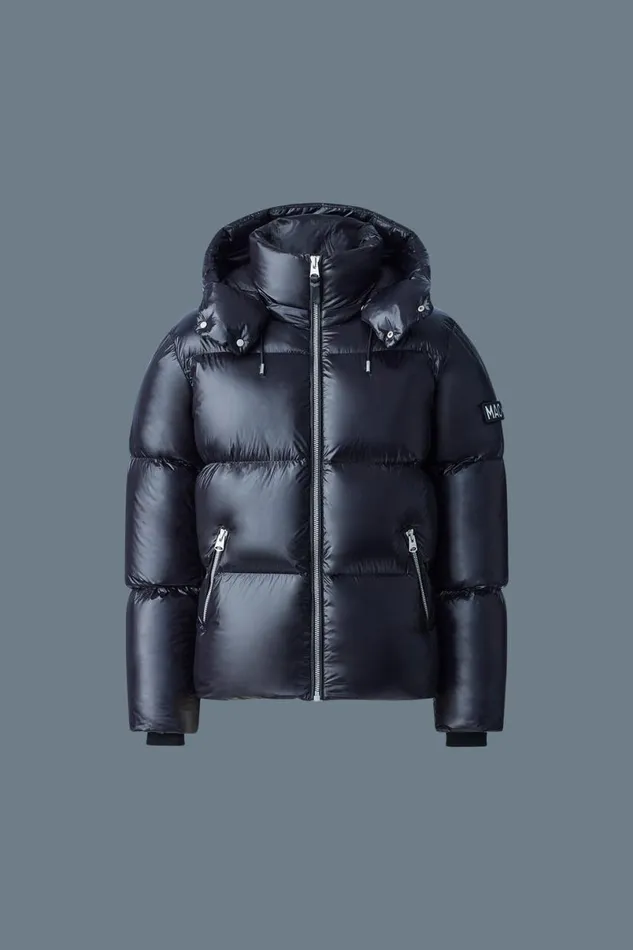 Puffer Men Mackage KENTZ Lustrous Down Jacket With Hood Sapphire