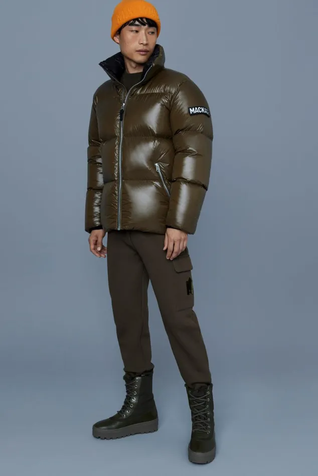 Puffer Men Mackage KENTZ Lustrous Down Jacket With Hood Sapphire