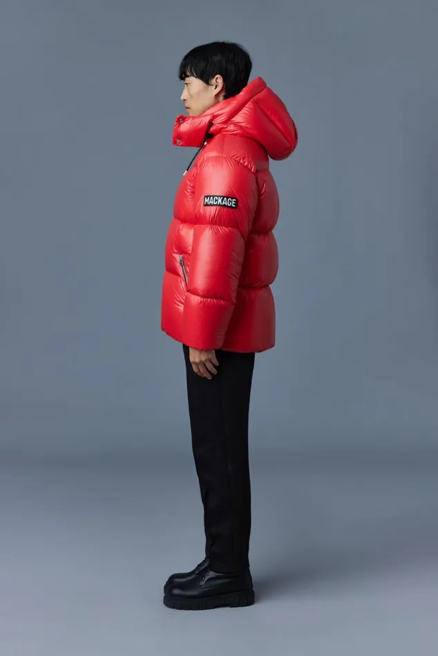 Puffer Men Mackage KENTZ Lustrous Down Jacket With Hood Sapphire
