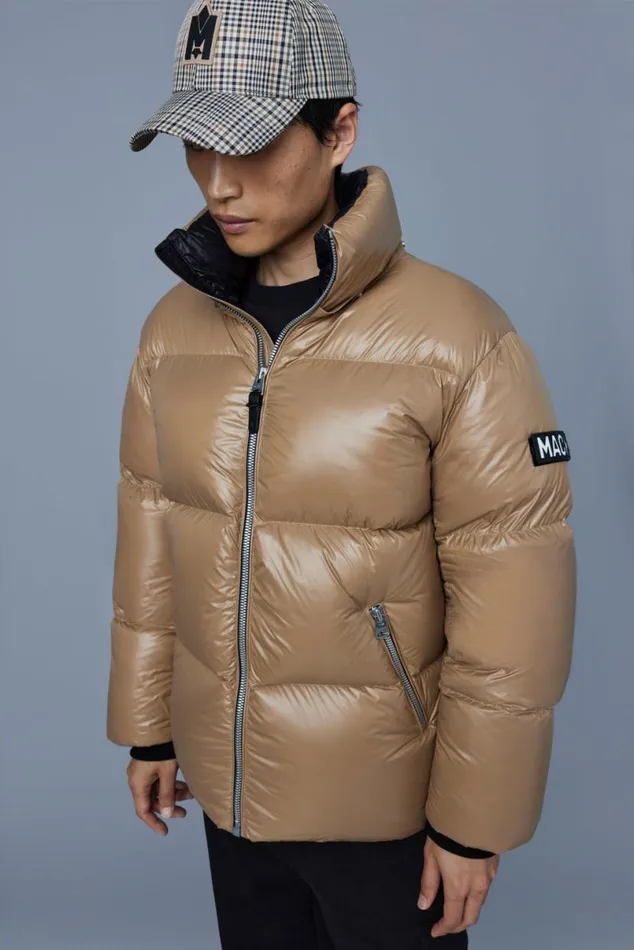 Puffer Men Mackage KENTZ Lustrous Down Jacket With Hood Sapphire