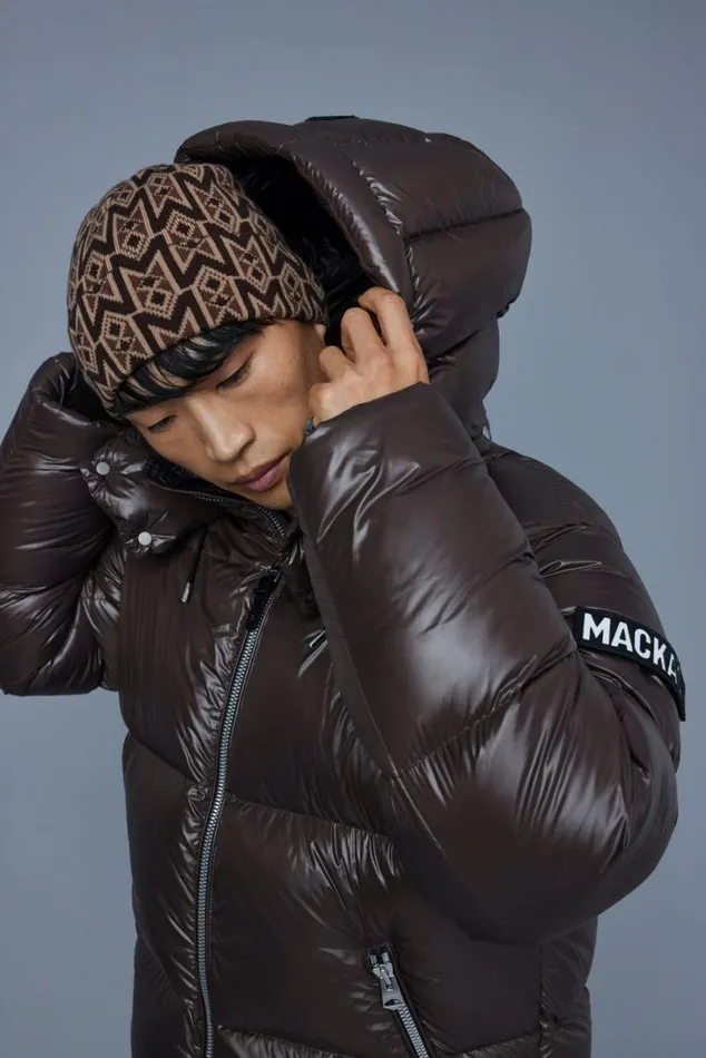 Puffer Men Mackage KENTZ Lustrous Down Jacket With Hood Sapphire