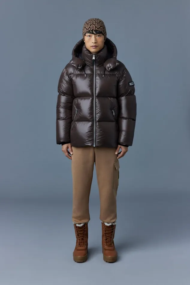 Puffer Men Mackage KENTZ Lustrous Down Jacket With Hood Sapphire