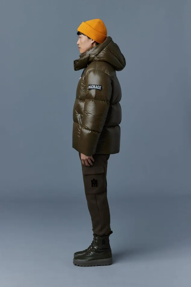 Puffer Men Mackage KENTZ Lustrous Down Jacket With Hood Sapphire