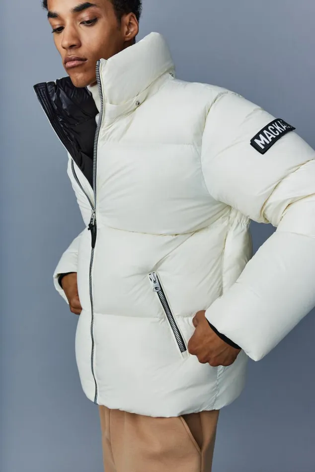 Puffer Men Mackage KENTZ Lustrous Down Jacket With Hood Sapphire