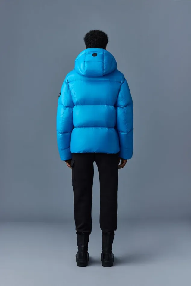 Puffer Men Mackage KENTZ Lustrous Down Jacket With Hood Sapphire