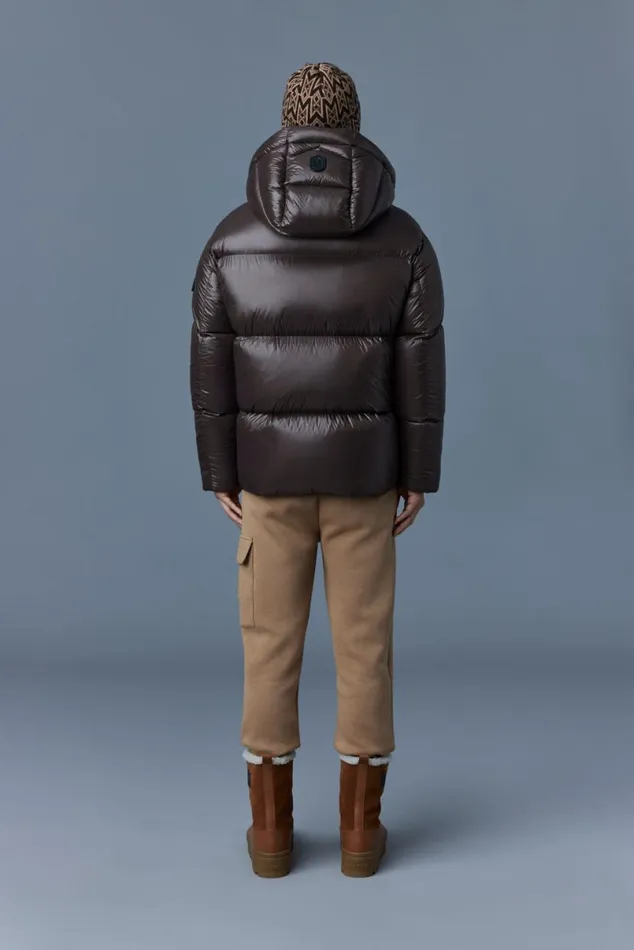 Puffer Men Mackage KENTZ Lustrous Down Jacket With Hood Sapphire