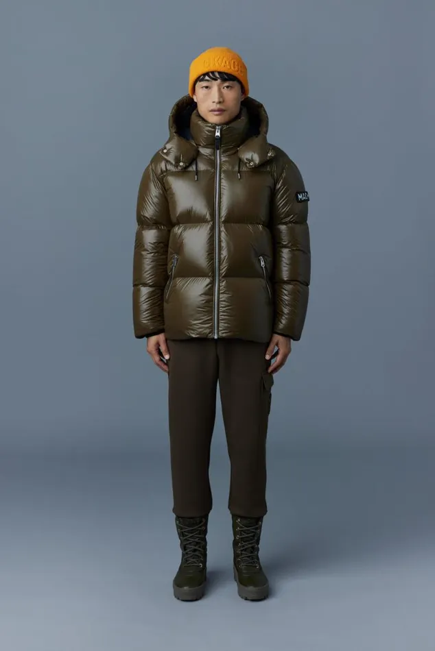 Puffer Men Mackage KENTZ Lustrous Down Jacket With Hood Sapphire