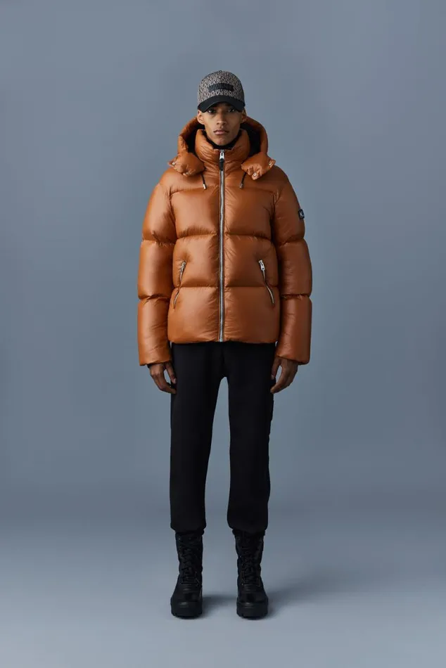 Puffer Men Mackage KENTZ Lustrous Down Jacket With Hood Sapphire