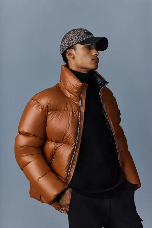 Puffer Men Mackage KENTZ Lustrous Down Jacket With Hood Sapphire