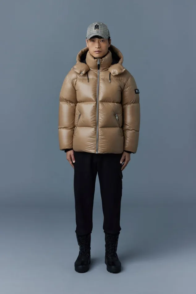 Puffer Men Mackage KENTZ Lustrous Down Jacket With Hood Sapphire
