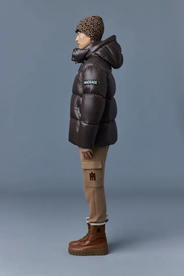 Puffer Men Mackage KENTZ Lustrous Down Jacket With Hood Sapphire