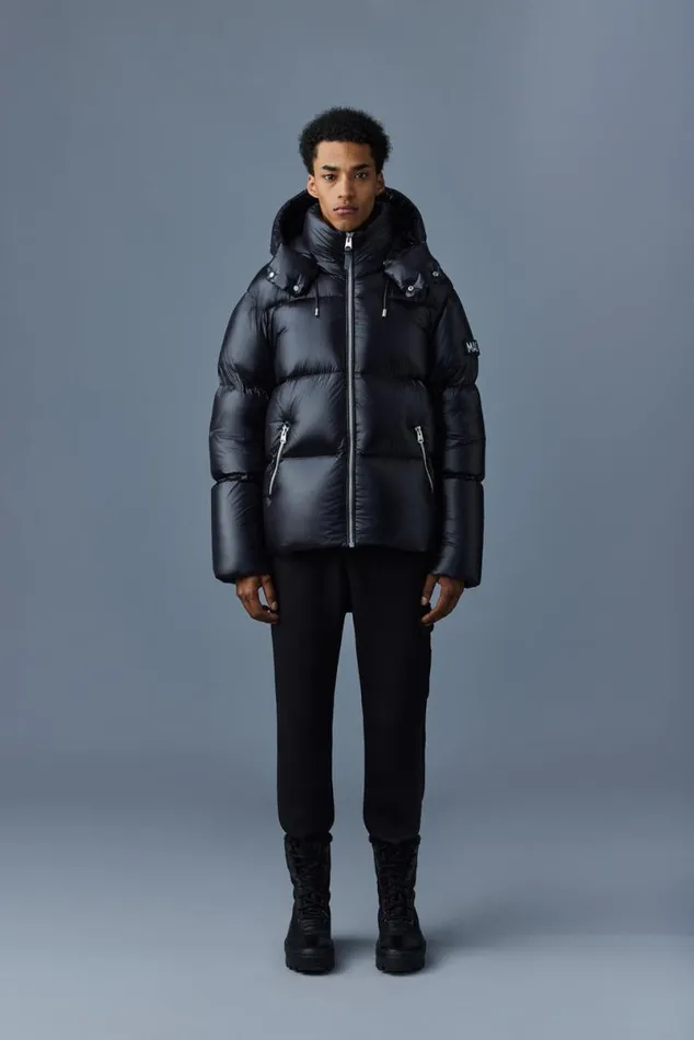 Puffer Men Mackage KENTZ Lustrous Down Jacket With Hood Sapphire