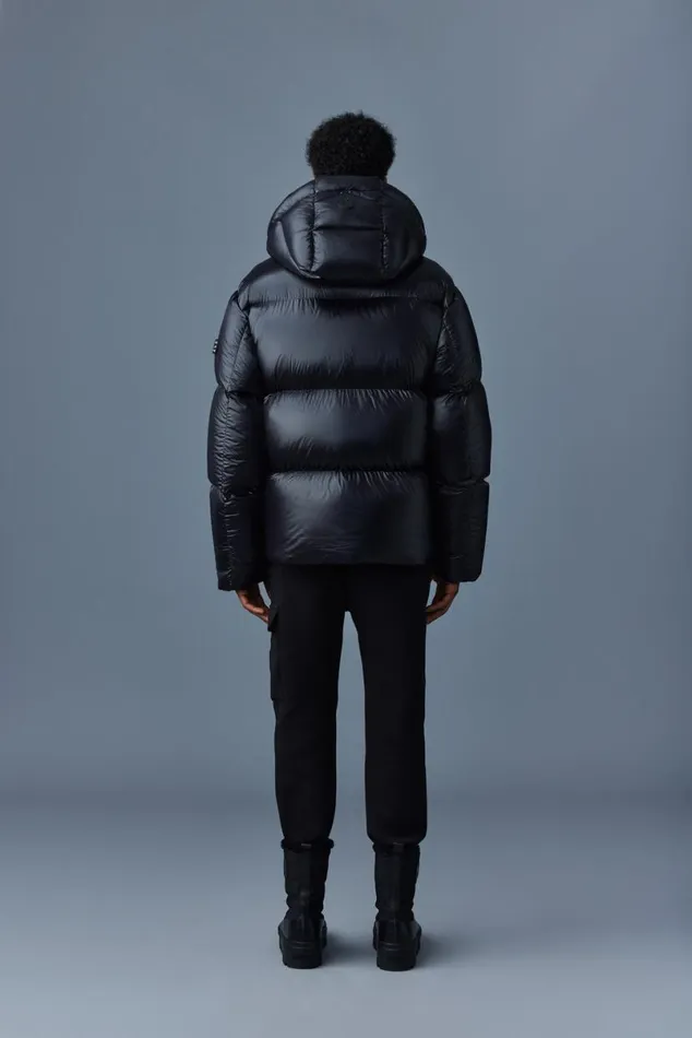 Puffer Men Mackage KENTZ Lustrous Down Jacket With Hood Sapphire