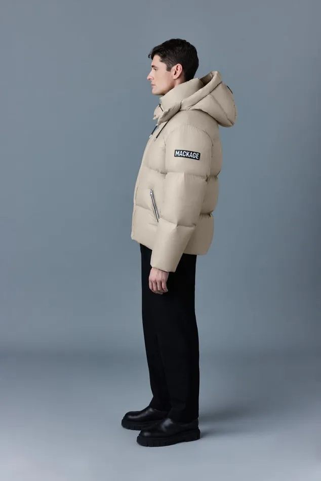 Puffer Men Mackage KENTZ Lustrous Down Jacket With Hood Sapphire