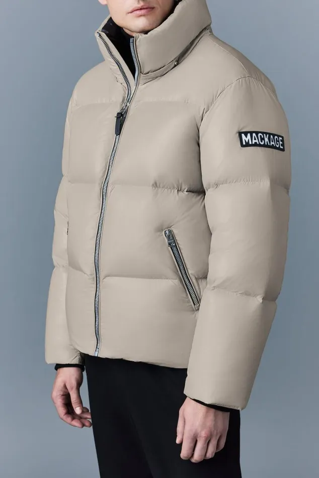 Puffer Men Mackage KENTZ Lustrous Down Jacket With Hood Sapphire