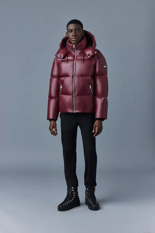 Puffer Men Mackage KENTZ Lustrous Down Jacket With Hood Sapphire